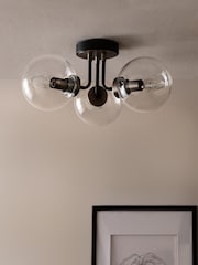 Black Jackson 3 Light Flush Ceiling Light - Image 2 of 8