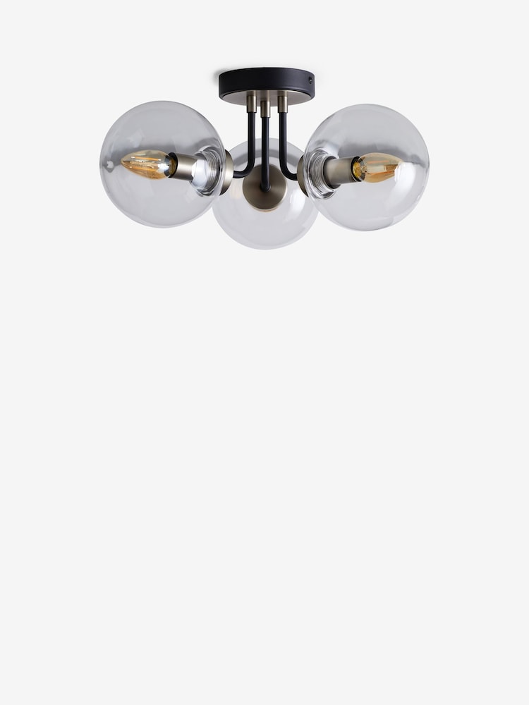 Black Jackson 3 Light Flush Ceiling Light - Image 8 of 8