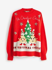 Red Oh Christmas Cheese Next Christmas Jumper - Image 1 of 1