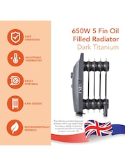 Warmlite Grey 650W Oil Filled Radiator - Image 2 of 6