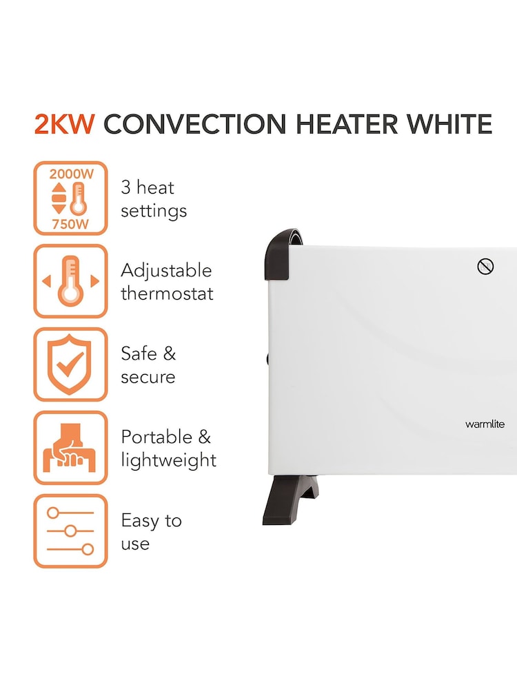 Warmlite White 2000W Convection Heater - Image 2 of 7