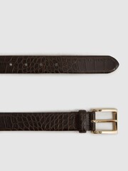 Reiss Chocolate Albany Leather Belt - Image 3 of 4