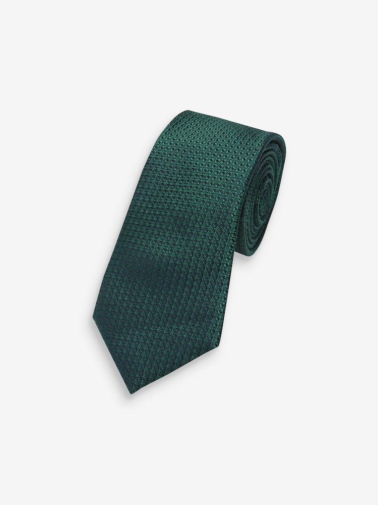 Forest Green Textured Silk Tie - Image 1 of 3
