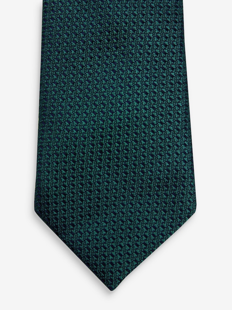 Forest Green Textured Silk Tie - Image 3 of 3