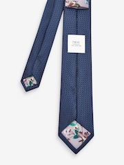 Navy Blue Textured Tie And Clip Set - Image 2 of 3