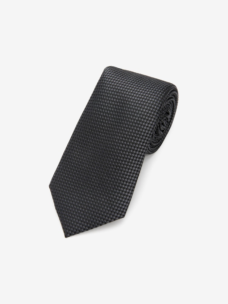 Charcoal Grey Textured Silk Tie - Image 1 of 3