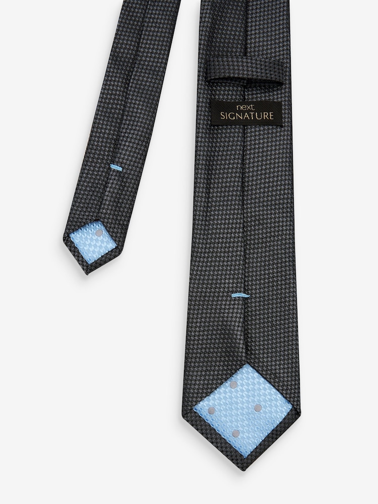 Charcoal Grey Textured Silk Tie - Image 2 of 3