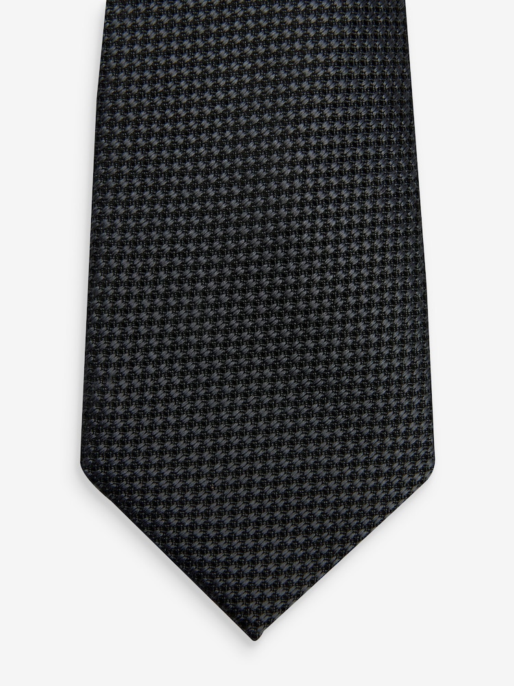 Charcoal Grey Textured Silk Tie - Image 3 of 3