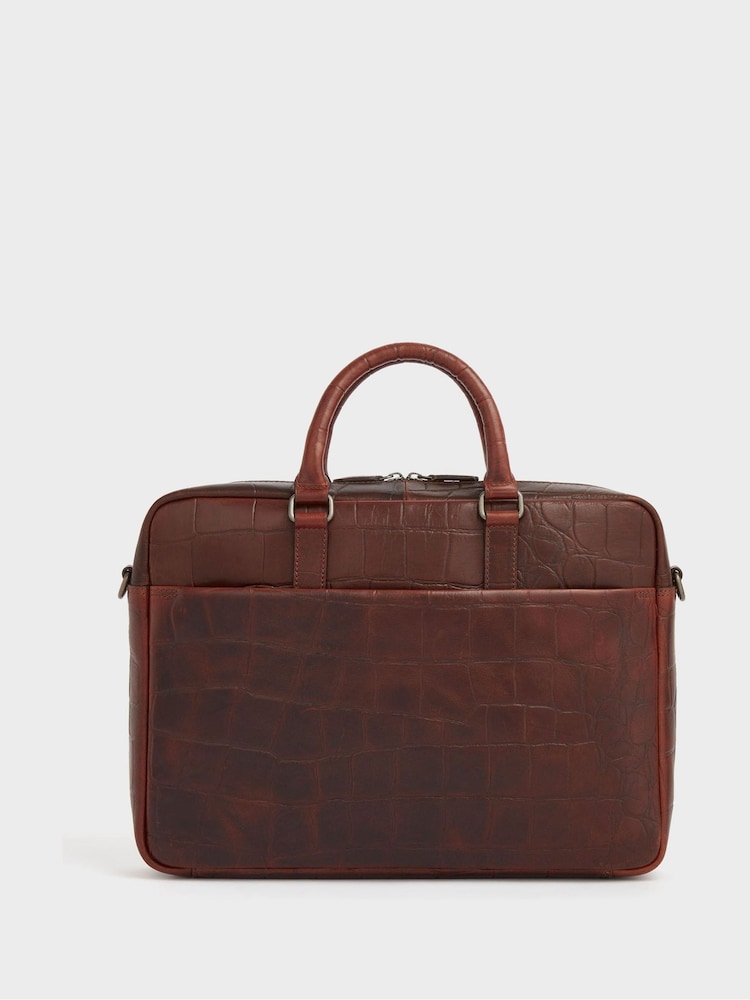 Bolso marrón para el ordenador portátil de cuero de efecto cocodrilo Brixton de Osprey London - Imagen 5 de 5