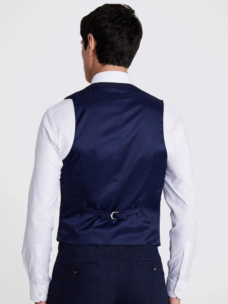 MOSS Blue Slim Fit Donegal Suit Waistcoat - Image 2 of 4
