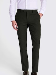 MOSS Khaki Green Slim Fit Donegal Suit Trousers - Image 1 of 4