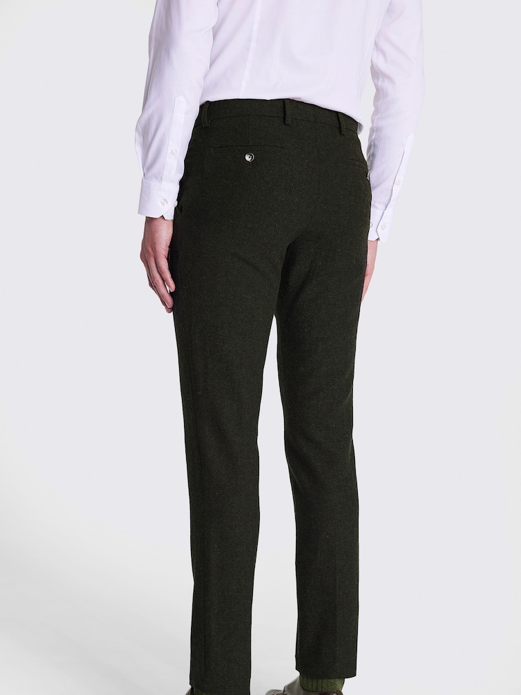MOSS Khaki Green Slim Fit Donegal Suit Trousers - Image 2 of 4 MOSS Khaki Green Slim Fit Donegal Suit Trousers - Image 2 of 4