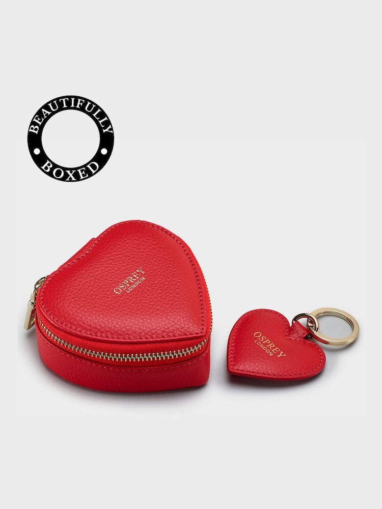 OSPREY LONDON The Tilly Heart Leather Trinket and Keyring Gift Set - Image 6 of 6