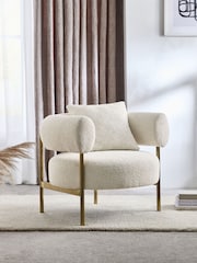 Casual Boucle Oyster Natural Aleia Accent Chair - Image 1 of 11