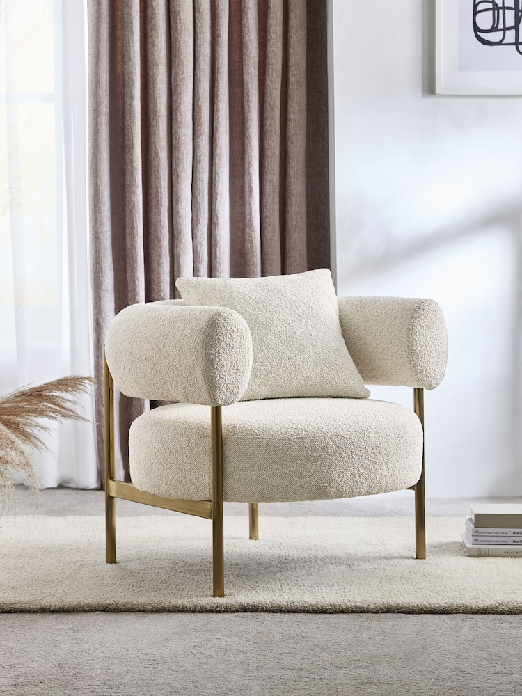 Casual Boucle Oyster Natural Aleia Accent Chair - Image 1 of 11