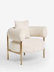 Casual Boucle Oyster Natural Aleia Accent Chair - Image 7 of 11