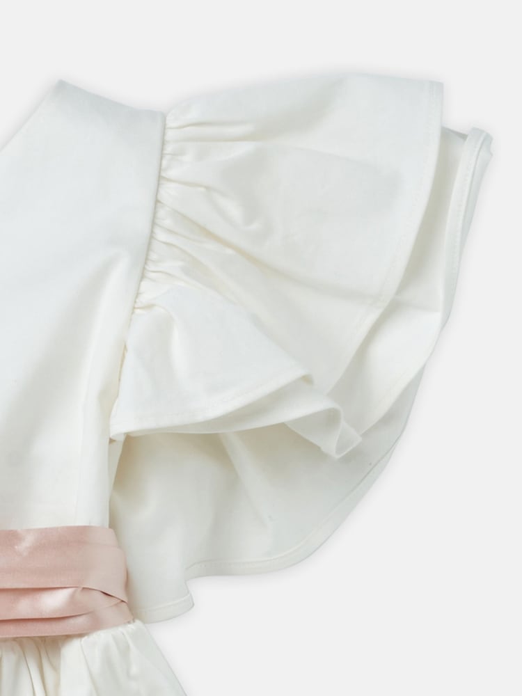 Angel & Rocket White/Pink Taffeta Ruffle Bow Sylvie Dress - Image 10 of 10