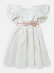 Angel & Rocket White/Pink Taffeta Ruffle Bow Sylvie Dress - Image 8 of 10