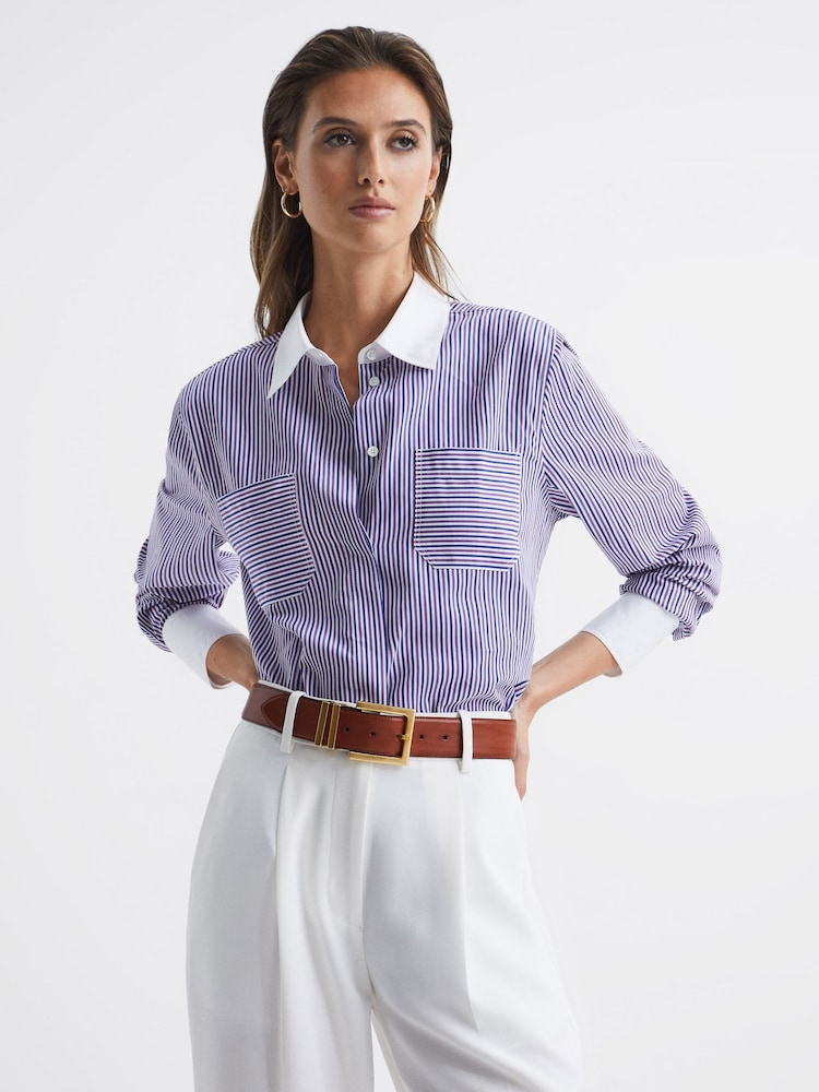 Reiss Tan Brompton Leather Square Buckle Belt - Image 2 of 6