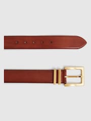 Reiss Tan Brompton Leather Square Buckle Belt - Image 6 of 6