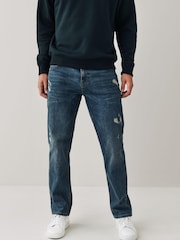 Vintage Blue Straight Fit Ripped Stretch Jeans - Image 1 of 9