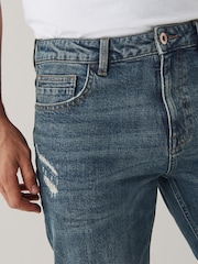 Vintage Blue Straight Fit Ripped Stretch Jeans - Image 5 of 9