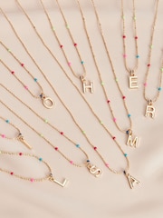 Gold Tone E Initial Beaded Necklace Letter E - Image 3 of 3