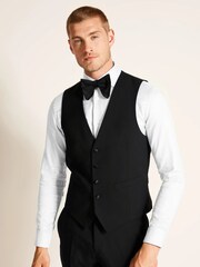 MOSS Black Tailored Fit Dress Waistcoat - Image 1 of 3