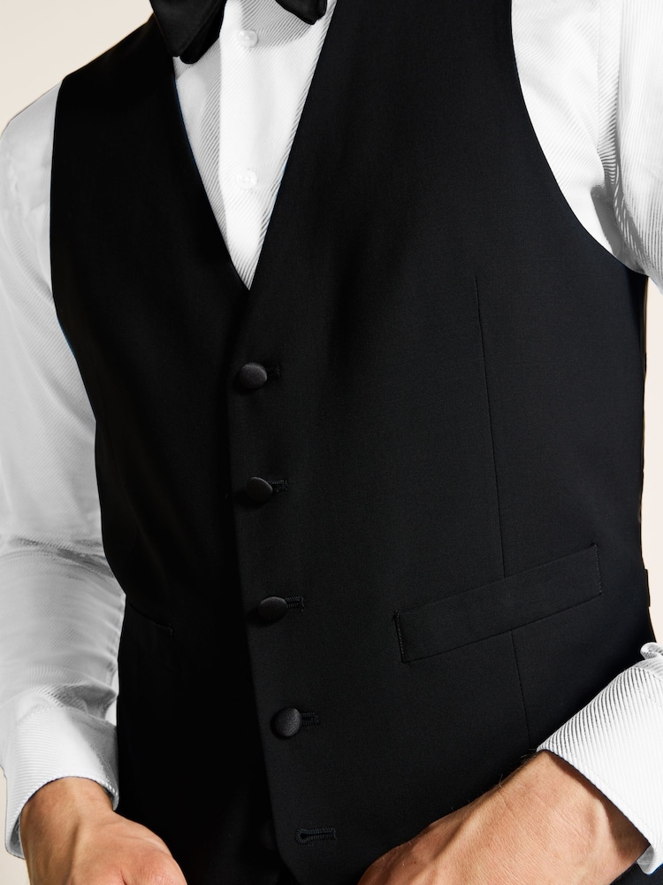 MOSS Black Tailored Fit Dress Waistcoat - Image 3 of 3