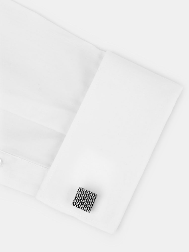 MOSS Grey Gunmetal Textured Cufflinks - Image 2 of 3