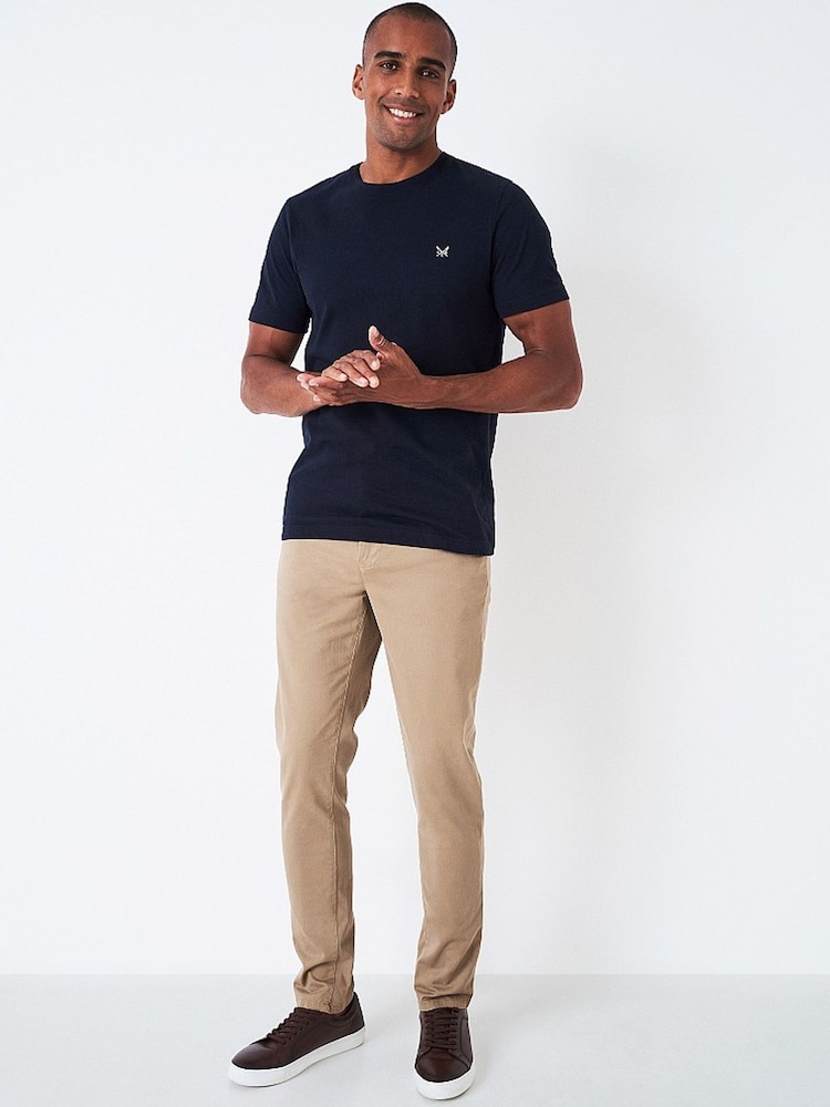 Crew Clothing Company Blue Grey Slim Chinos Trousers - Image 3 of 4