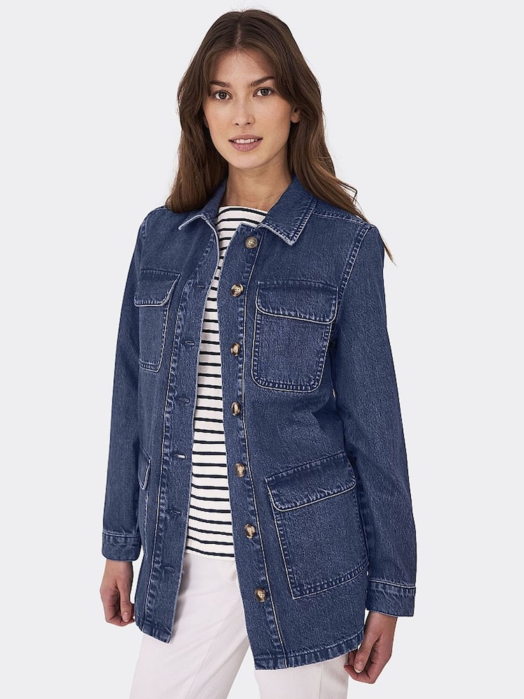 Crew Clothing, klassische lange Denim-Jacke aus 100 % Baumwolle - Bild 4 von 4