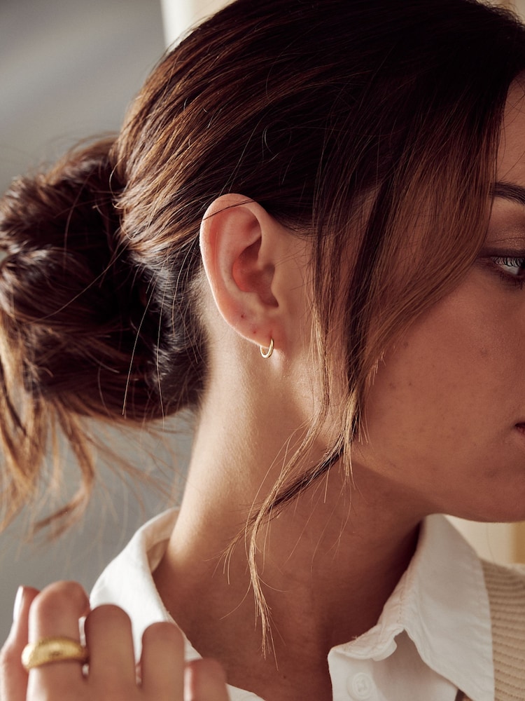 Orelia London 18K Gold Mini Micro Hoop Earrings - Image 2 of 2