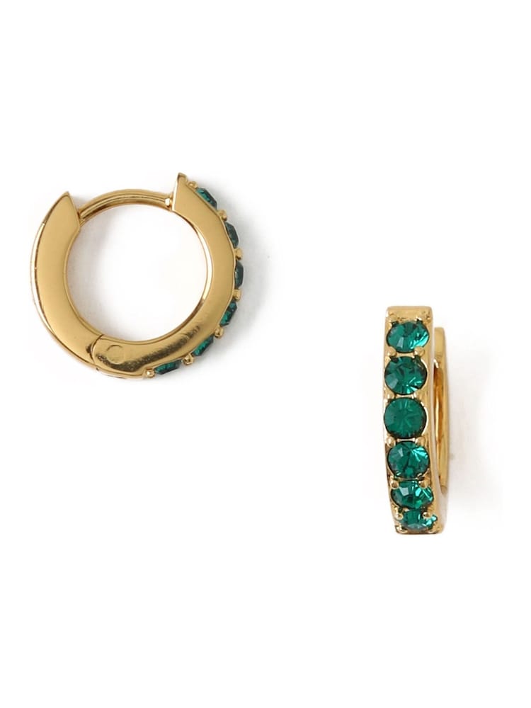 Orelia London Emerald Huggie Hoop Earrings Made With Swarovski® Crystals - Image 1 of 3