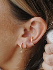 Orelia London Clean Metal Huggie Hoop Earrings - Image 2 of 2