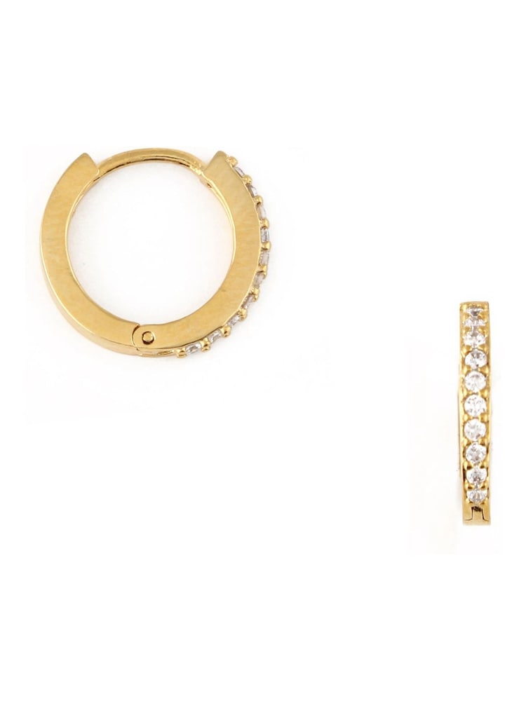 Orelia London Gold Plated Mini 12mm Pave Hoop Earrings - Image 1 of 1