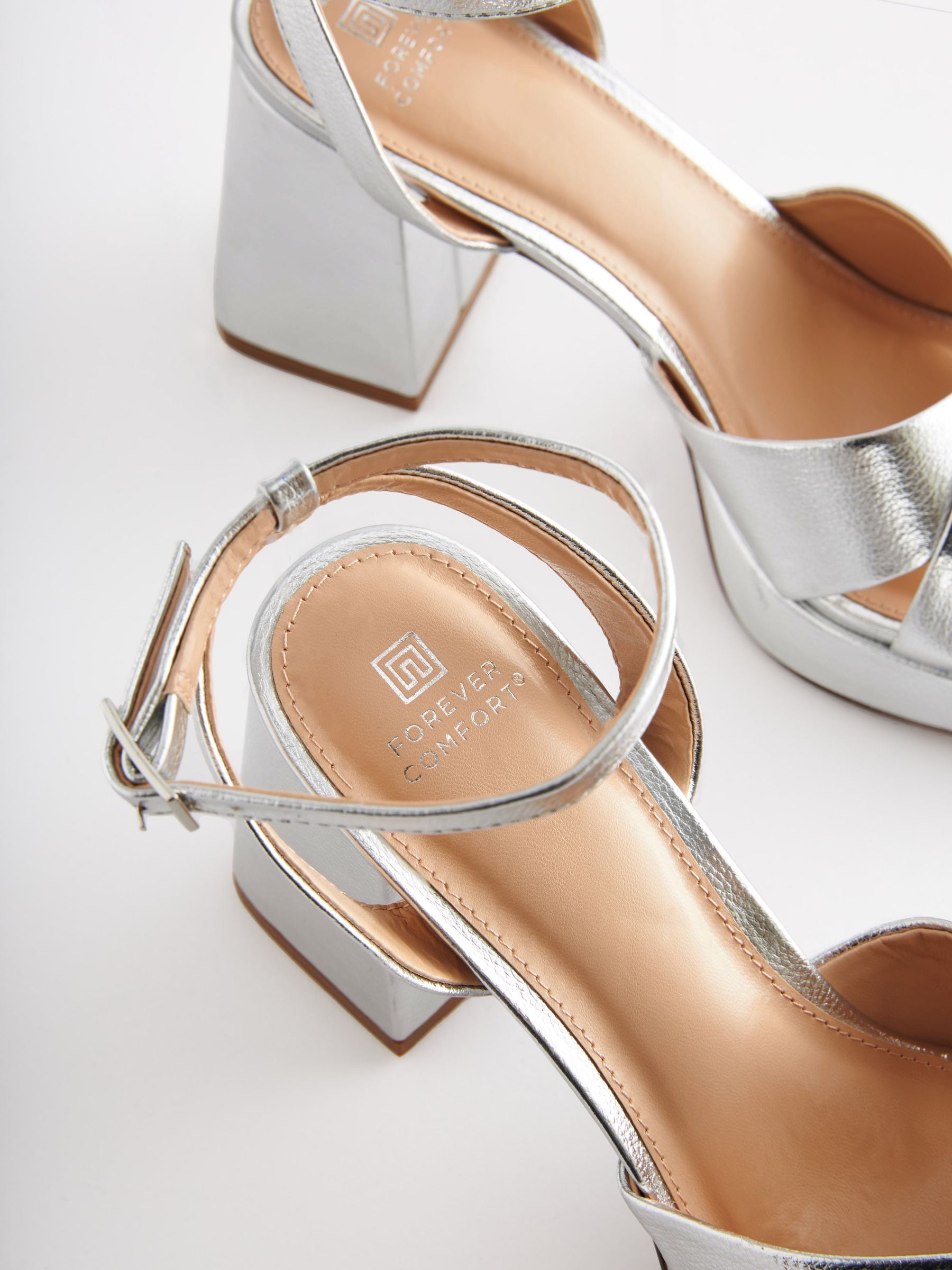 Silver low platform heels new arrivals