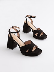Black Forever Comfort® Flare Platform Sandals - Image 3 of 7