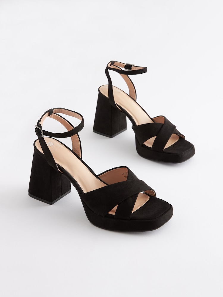 Noir - Sandales à plateforme évasée Forever Comfort® - Image 3 of 7