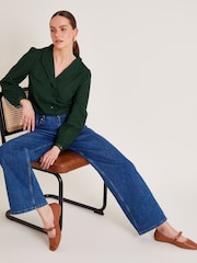 Monsoon Green Cora Embroidered 100% Cotton Shirt - Image 2 of 5
