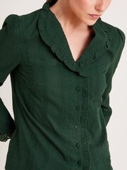 Monsoon Green Cora Embroidered 100% Cotton Shirt - Image 4 of 5