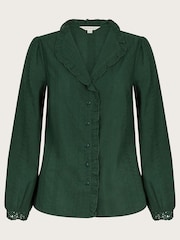 Monsoon Green Cora Embroidered 100% Cotton Shirt - Image 5 of 5