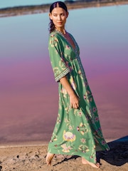 Monsoon Green Mollie Printed Midi Dress - Image 1 of 6