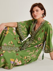 Monsoon Green Mollie Printed Midi Dress - Image 4 of 6