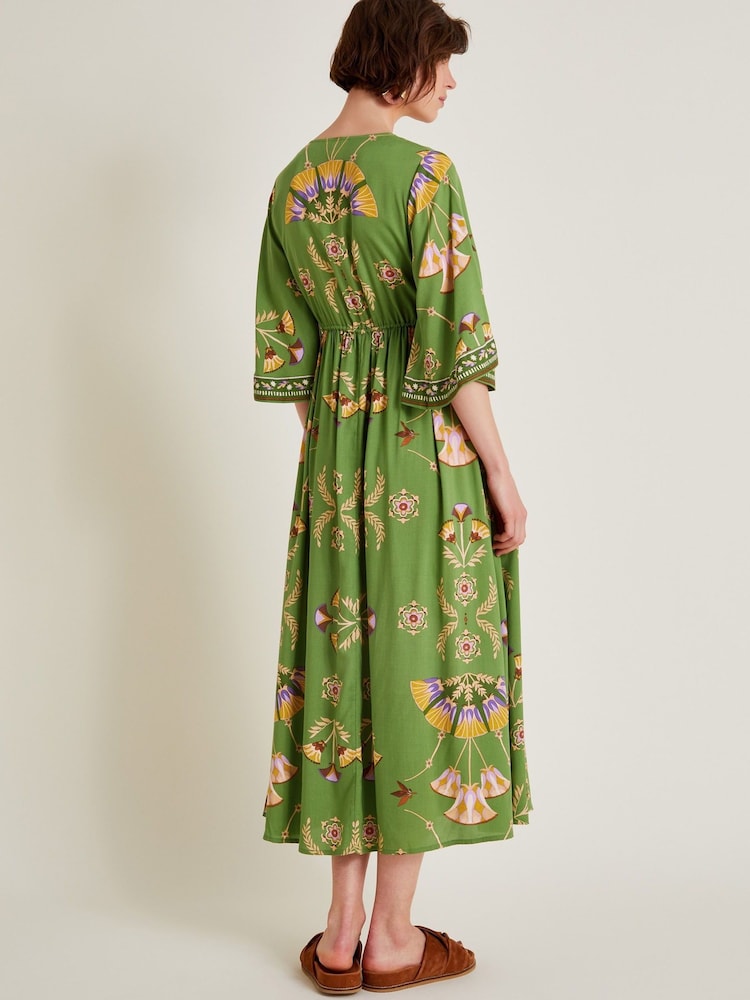 Monsoon Green Mollie Printed Midi Dress - Image 6 of 6