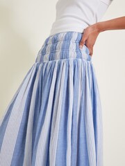 Monsoon Blue Celia Stripe 100% Cotton Skirt - Image 5 of 7