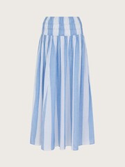 Monsoon Blue Celia Stripe 100% Cotton Skirt - Image 7 of 7