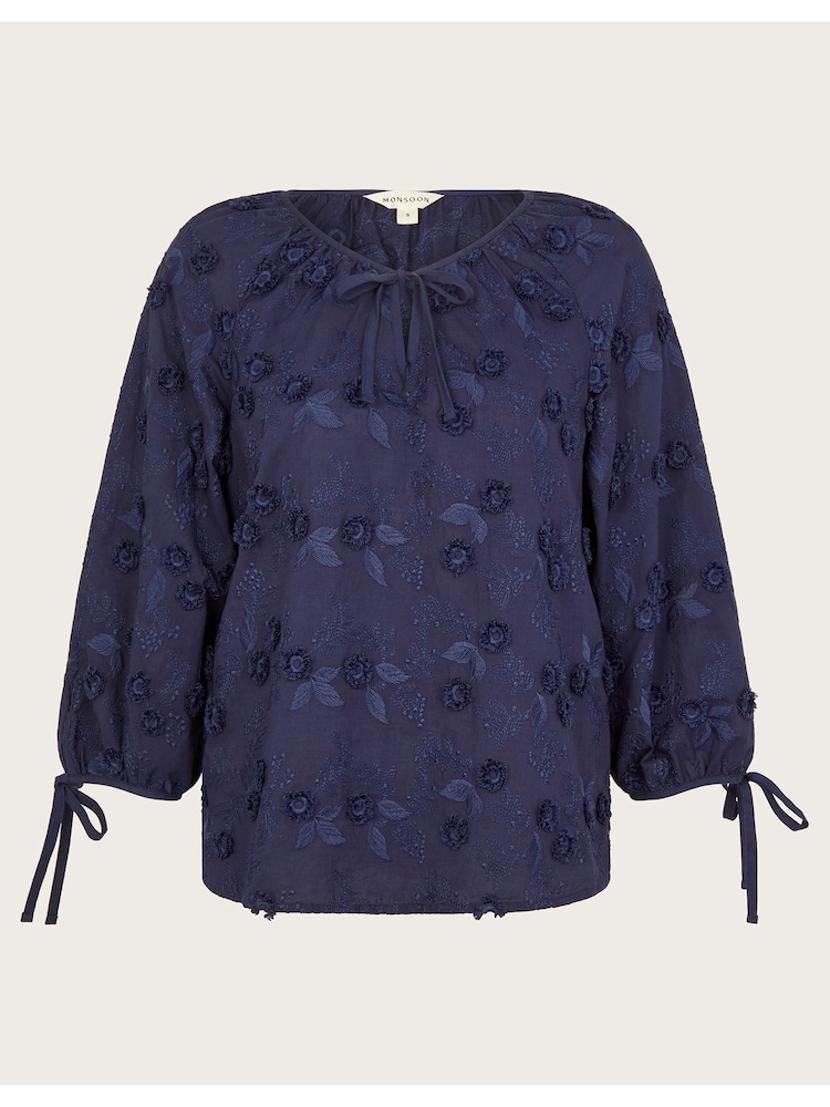 Monsoon Blue Ivy Floral Embroidered Blouson 100% Cotton Blouse - Image 5 of 5 Monsoon Blue Ivy Floral Embroidered Blouson 100% Cotton Blouse - Image 5 of 5