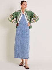 Monsoon Green Cristina Embroidered Bomber 100% Cotton Jacket - Image 5 of 6