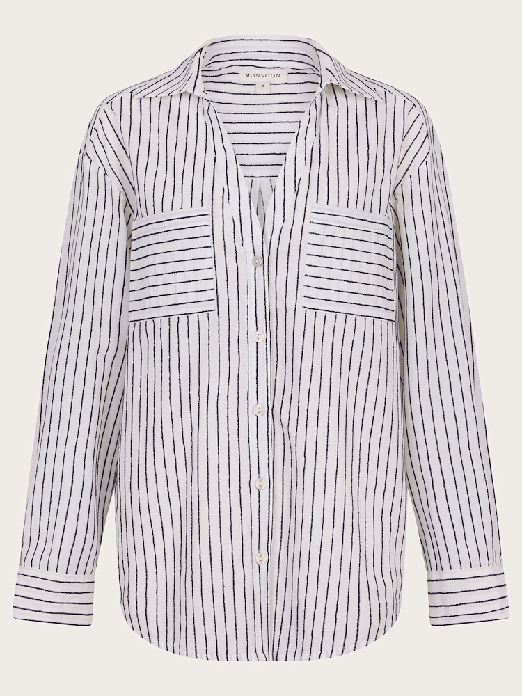Monsoon White/Grey Gilly Stripe Shirt - Image 6 of 6 Monsoon White/Grey Gilly Stripe Shirt - Image 6 of 6